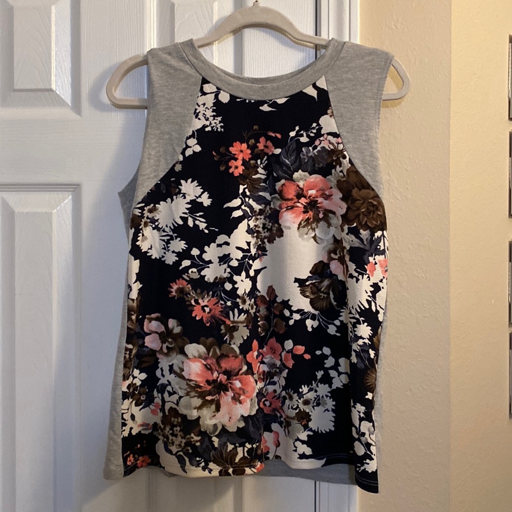 Like New, Navy Floral and Gray, Gilli Tank Top - Size Medium